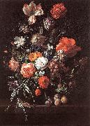 RUYSCH, Rachel Still-Life with Bouquet of Flowers and Plums af china oil painting reproduction